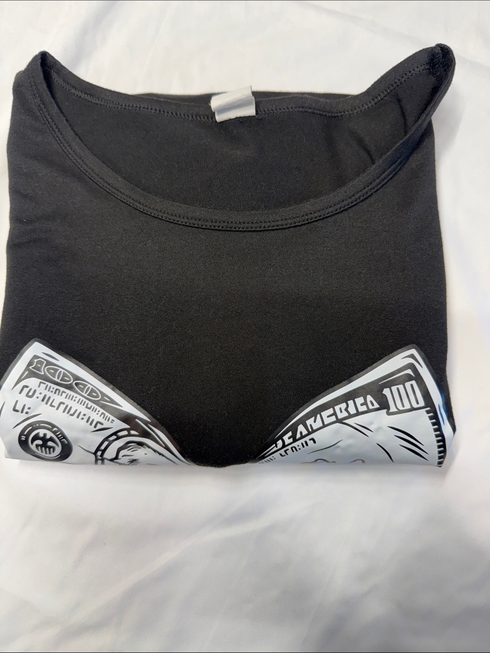 Black Short-Sleeve Tee with White Money-Bow Graphic - Picture 14 of 14